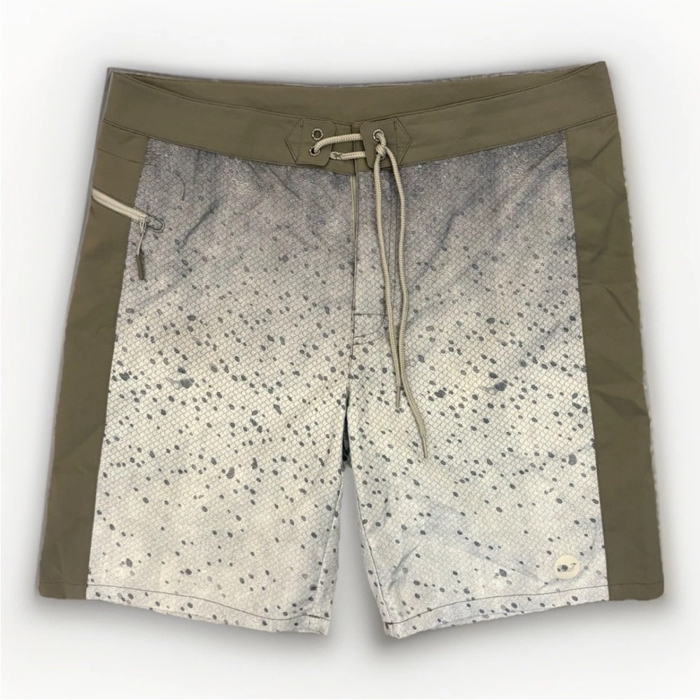 Vineyard Vines Mens Swim Trunks Shorts Size 34 Gray Zipped Pocket Drawstring EUC